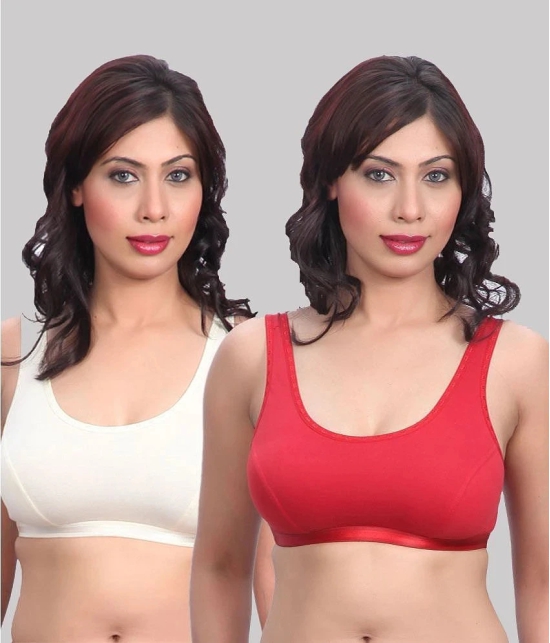 Kiran Enterprises Red Cotton Non Padded Womens T-Shirt Bra ( Pack of 2 ) - None