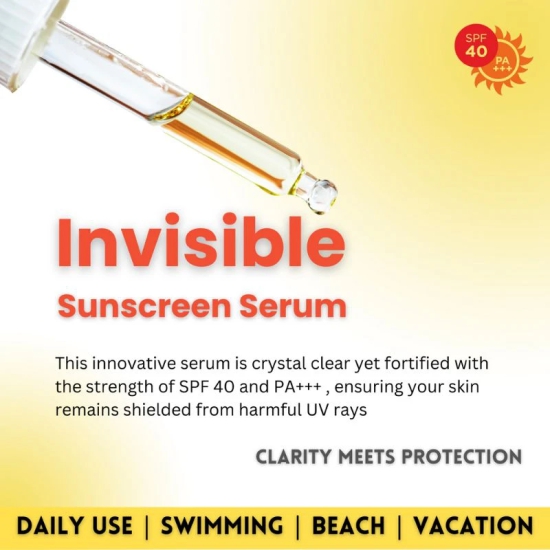 Invisible Sunscreen Serum SPF 40+ PA +++ For UVA UVB Protection, Hydrated Skin (30 ML)