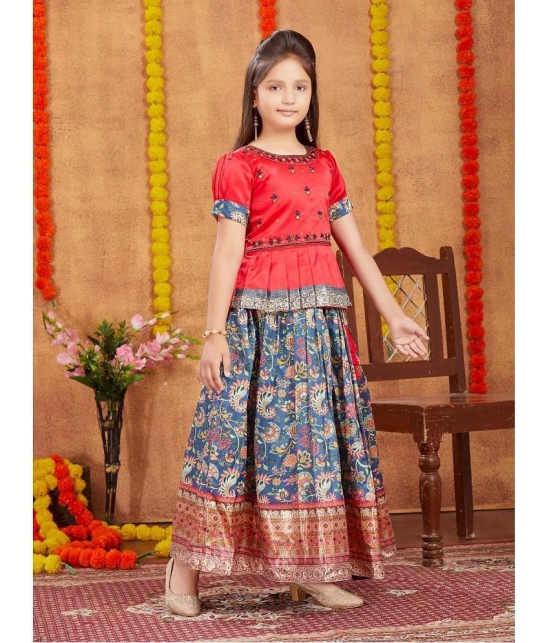 Aarika Red Silk Girls Lehenga Skirt ( Pack of 1 ) - None