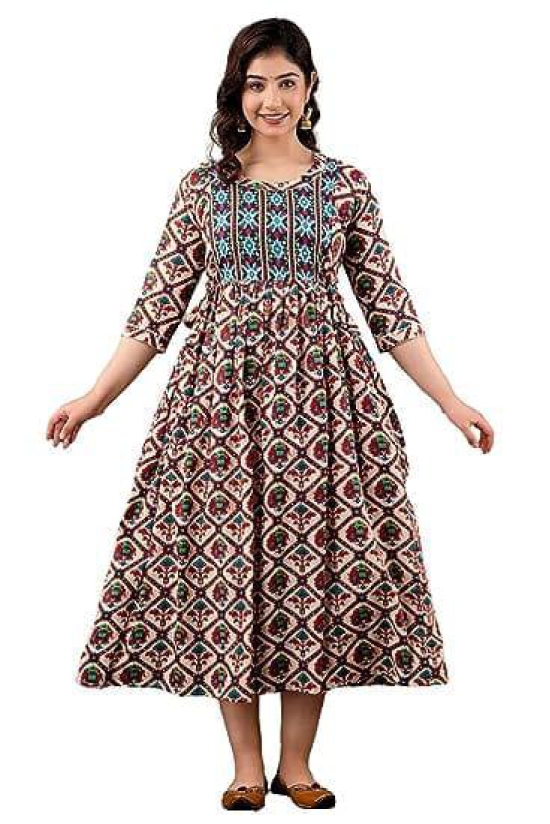 KASHVI Creation Women's Cotton Floral Printed Anarkali Maternity Feeding Kurti-Pink