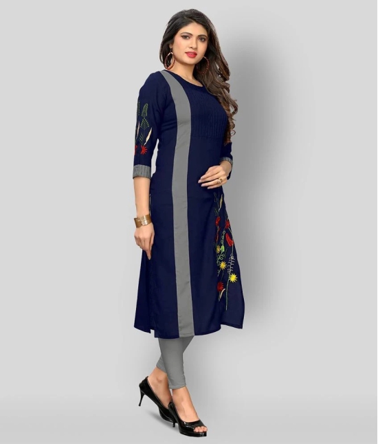 Vbuyz - Blue Rayon Womens Straight Kurti - 3XL