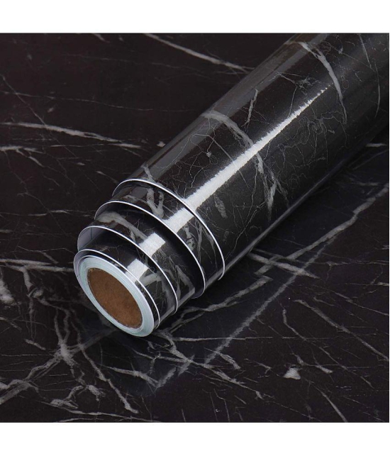 GEEO Black marble design for kitchen foil wallpaper, Wall Sticker ( 200 x 60 cms )