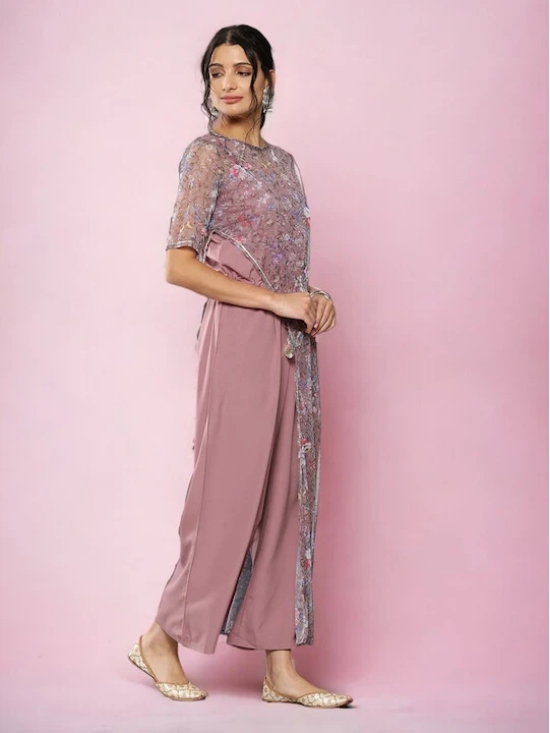 Mauve Floral Printed Basic Jumpsuit