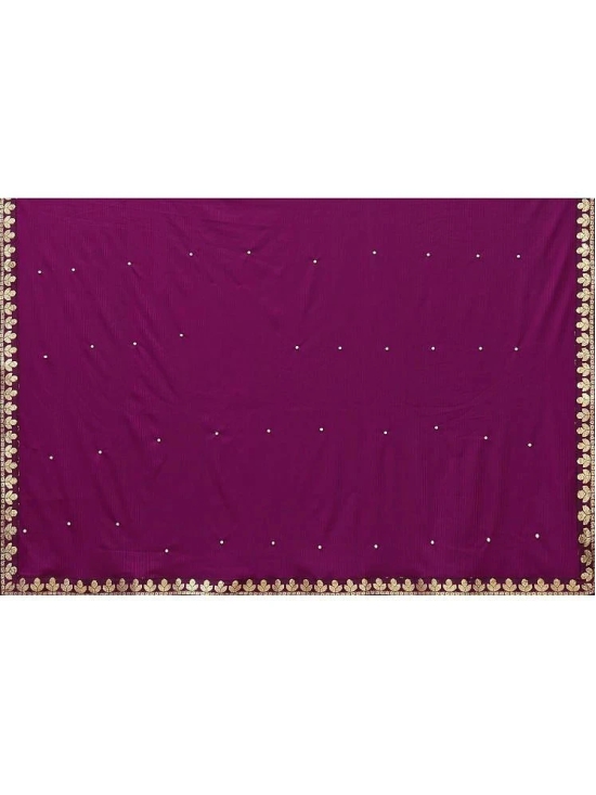 Saadhvi Lycra Solid Saree With Blouse Piece - Purple ( Pack of 1 ) - Purple