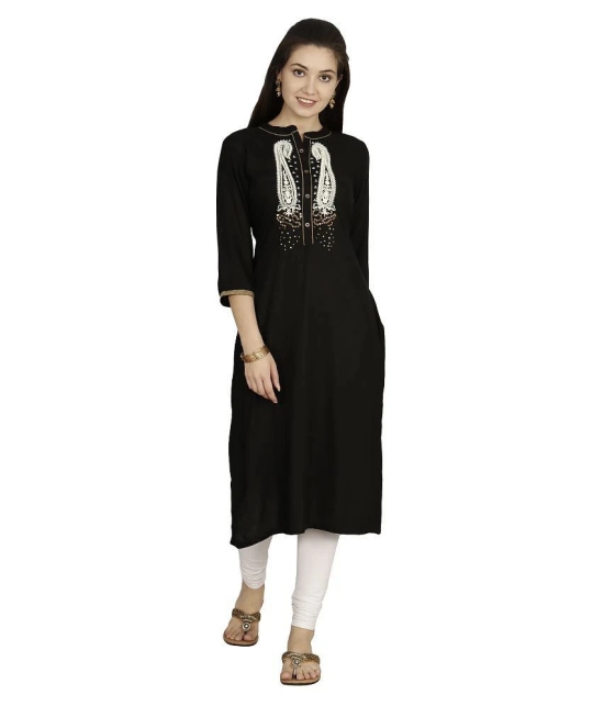 Alena - Black Cotton Womens Straight Kurti - L