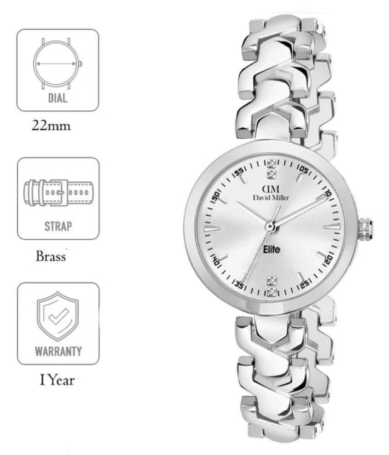 David Miller - Silver Brass Analog Womens Watch