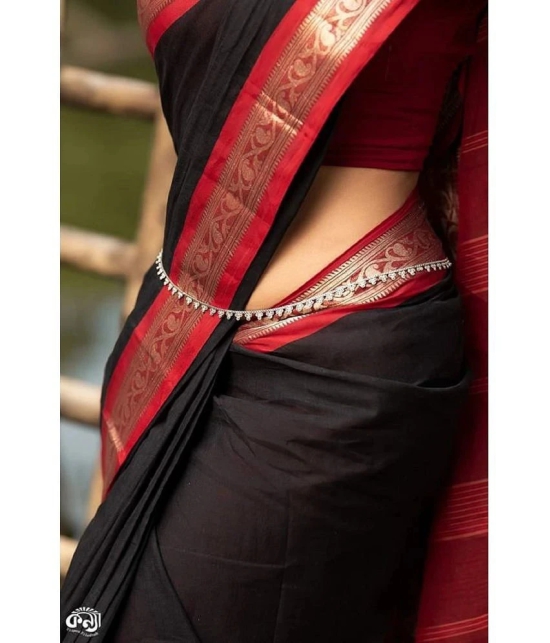 Apnisha Banarasi Silk Embellished Saree With Blouse Piece - Black ( Pack of 1 ) - Black