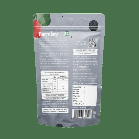 Farmley Roasted & Flavored Black Pepper Cashew 160g