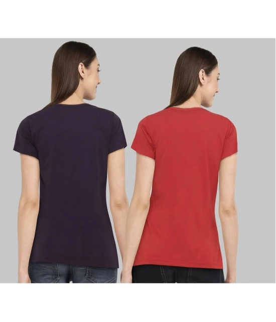 CHOZI - Multi Color Cotton Blend Regular Fit Womens T-Shirt ( Pack of 2 ) - None