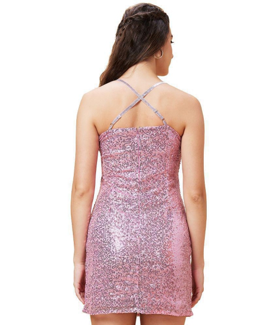 Globus Polyester Embellished Mini Womens Bodycon Dress - Pink ( Pack of 1 ) - None