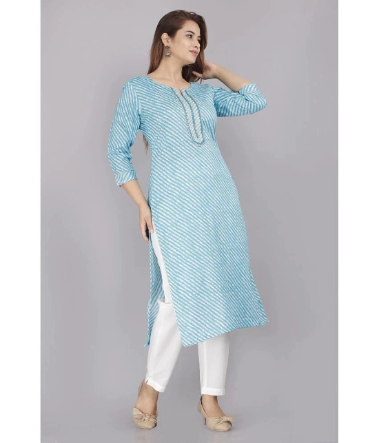 HIGHLIGHT FASHION EXPORT - Light Blue Cotton Womens Straight Kurti ( Pack of 1 ) - None