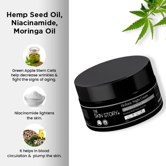 Holistic Hemp Moisturizing Night Cream With Niacinamide For Sebum Control, Dark Spots (45 GM)