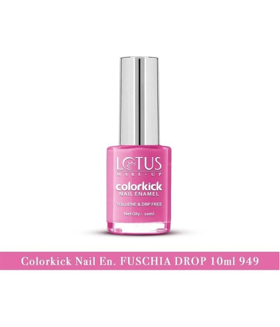 Lotus Make-Up Colorkick Nail Enamel - Fuschia Drop 949, Chip Resistant, Glossy Finish, 10ml