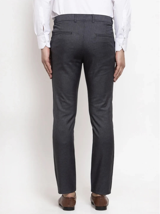 Indian Needle Men's Black Cotton Solid Formal Trousers-32 / Grey