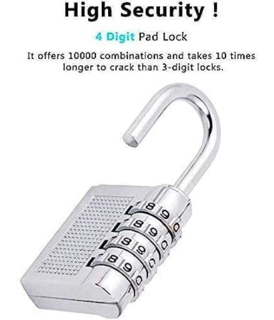 KP2Â® Combination 4 Digit Number Travel Luggage Password Lock For Home Office Gym School Padlock  (Silver)