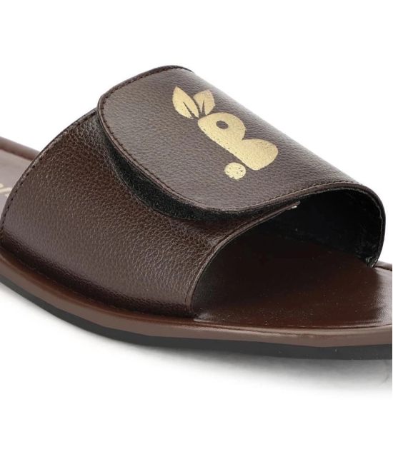 Buxton Brown Mens Slide Flip Flop - None