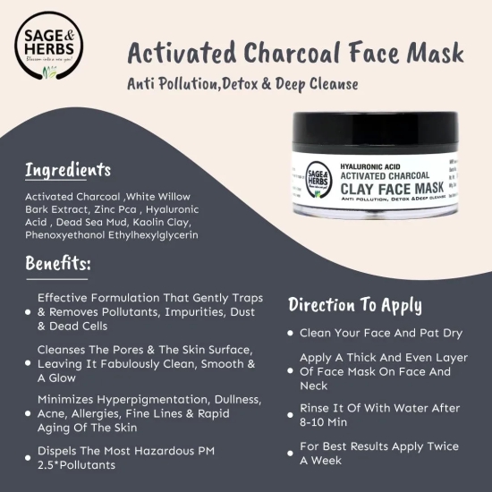 Activated Charcoal Clay Face Mask-50 g