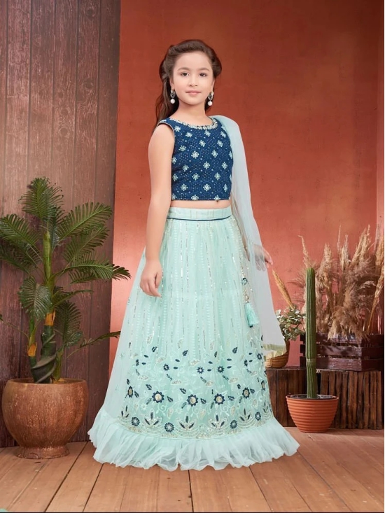 Aarika Navy Blue Georgette Girls Lehenga Choli Set ( Pack of 1 ) - None