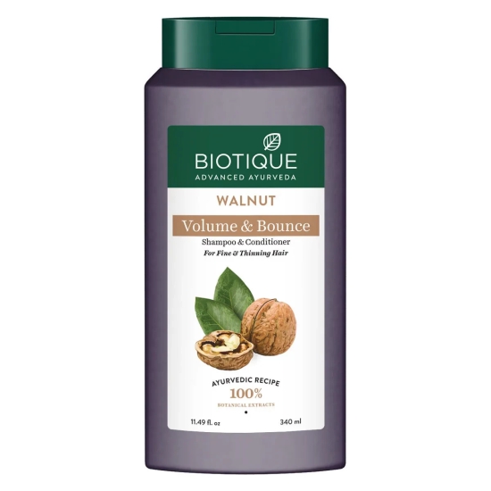 Biotique Bio Walnut Volume & Bounce Shampoo & Conditioner for Fine & Thinning Hair (340ml)-340ml