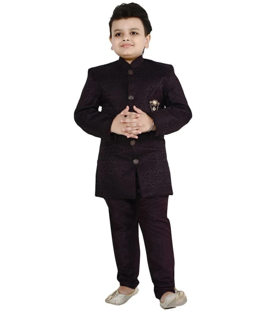 Arshia Fashions Wine Jacquard Boys Sherwani ( Pack of 1 ) - None