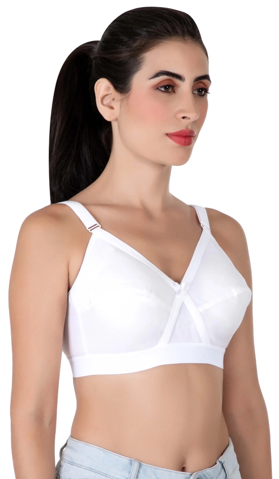 Eves Beauty Womens Non Padded Non Wired Full Coverage Bra-34D / White / Cotton Terylene Blend