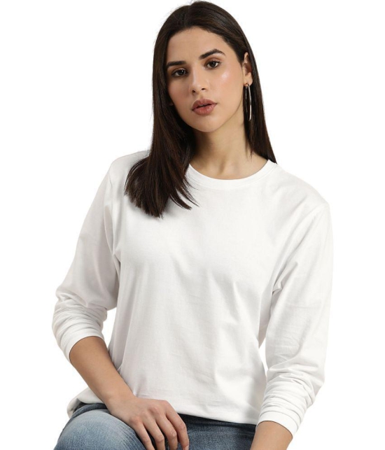 PPTHEFASHIONHUB - White Cotton Blend Loose Fit Womens T-Shirt ( Pack of 1 ) - None