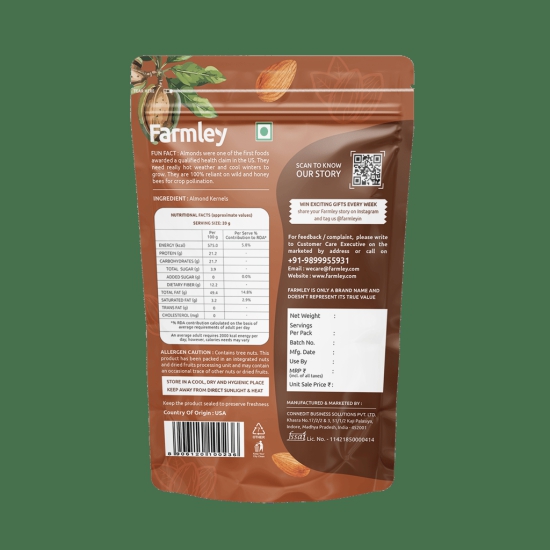 Farmley California Almonds (Badam) 250g