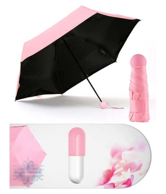 Eastern Club Stylish & Cute Capsule Travel Umbrella 4 Fold Strong & UV Proof Sun-Rain Umbrella - Pink