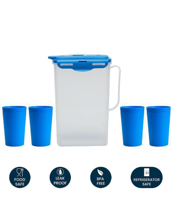 HOMETALES - Plastic Fridge Jug & Glasses Sets ( Pack of 5 ), Blue