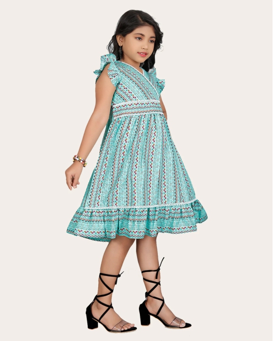 Girls Cotton Unique Design Printed Knee Length A-Line Dress-Yellow / 8 - 9 Years