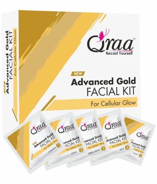 Qraa Gold Facial Kit 1 Time Use Facial Kit For All Skin Type Gold 5 ( Pack of 5 )