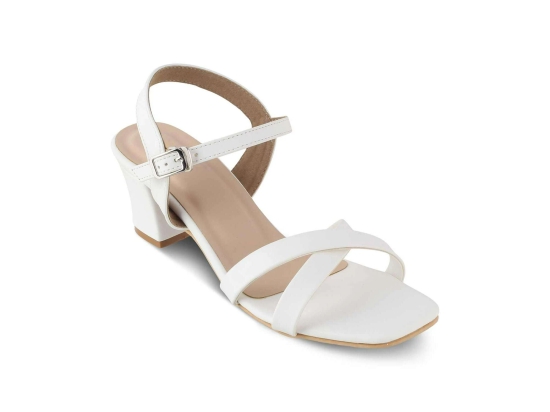 Tresmode Roche White Womens Dress Block Heel Sandals- 41