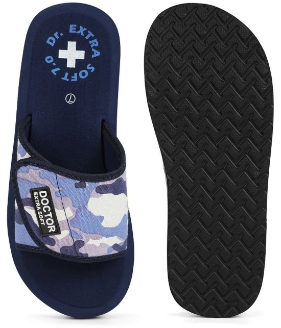 DOCTOR EXTRA SOFT - Navy Fabric Slide Flip flop - None