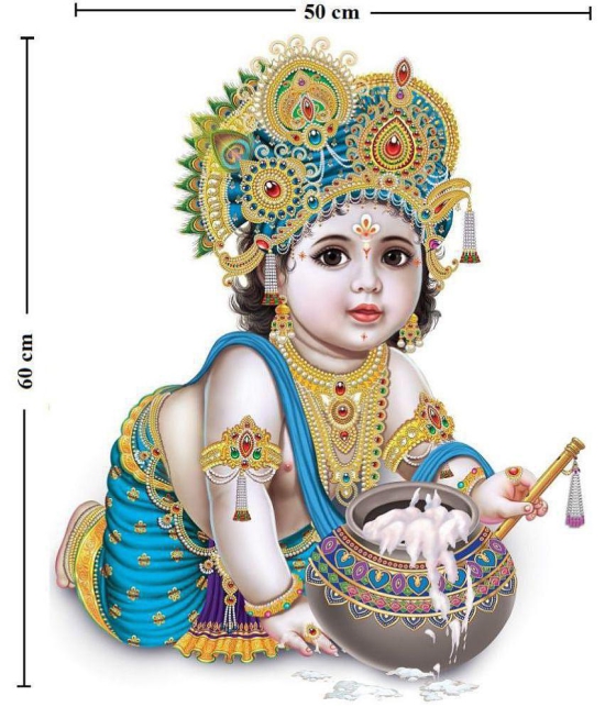 Asmi Collection Little God Krishna with Flute Wall Sticker ( 60 x 50 cms )