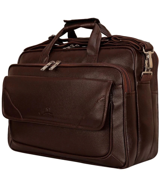 Leather World Classic 22Ltrs Brown P.U. Office Bag - Brown