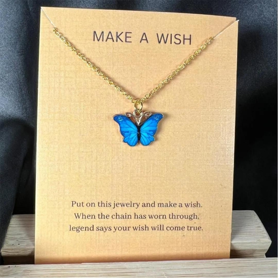 Butterfly Blue Necklace - KUCAH-Free Size / Blue