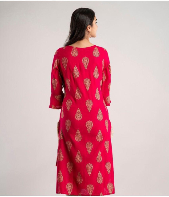 MAUKA - Red Rayon Womens Straight Kurti ( Pack of 1 ) - None