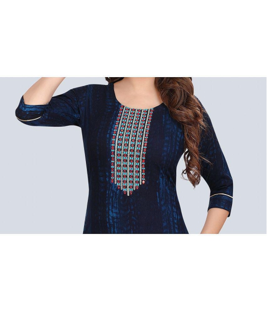 Meher Impex Rayon Embroidered Straight Womens Kurti - Navy Blue ( Pack of 1 ) - None