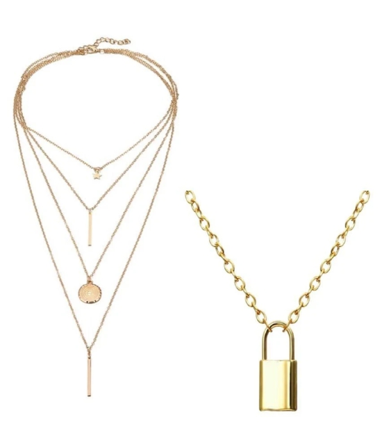 YouBella Jewellery Stylish Combo of Two Necklace Chains for Women and Girls (Style 3) - Golden