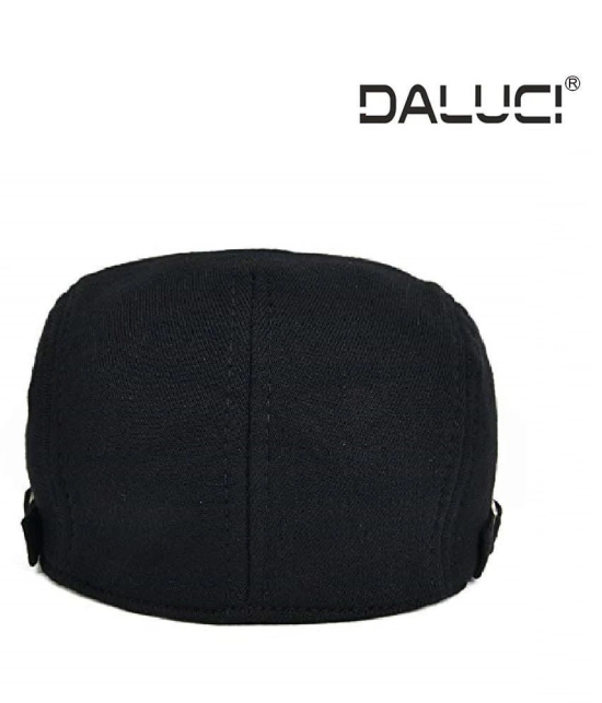 DALUCI Black Plain Cotton Caps - Black