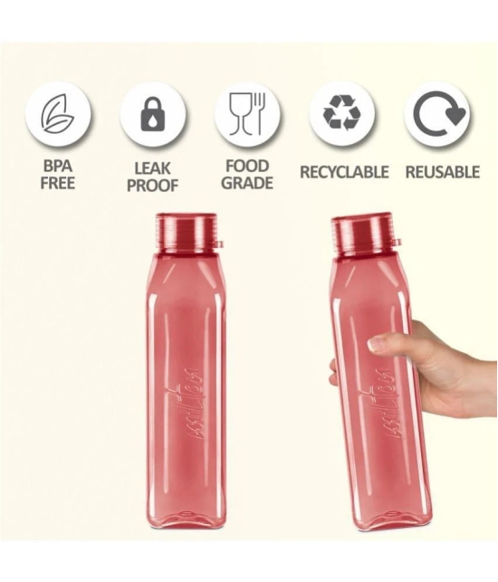 Milton Prime 1000 Pet Water Bottle, Set of 2, 1 Litre Each, Burgundy - Burgundy