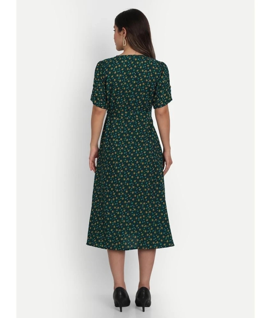 gufrina Cotton Blend Printed Midi Womens Fit & Flare Dress - Green ( Pack of 1 ) - None