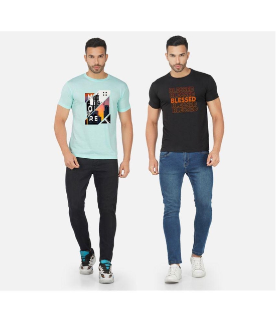 CHOZI Cotton Blend Regular Fit Printed Half Sleeves Men's T-Shirt - Multicolor ( Pack of 2 ) - None