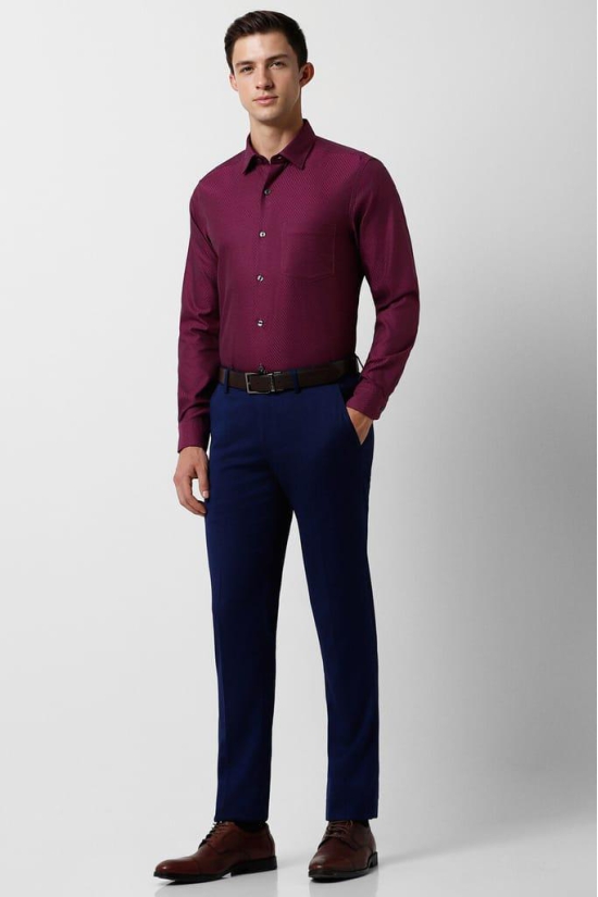 Men Maroon Slim Fit Formal Full Sleeves Formal Shirt