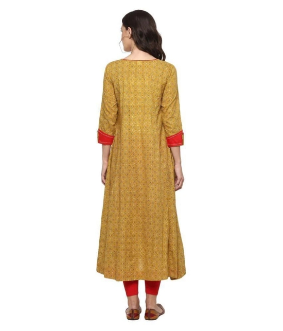 Yash Gallery Yellow Cotton Anarkali Kurti - XXL