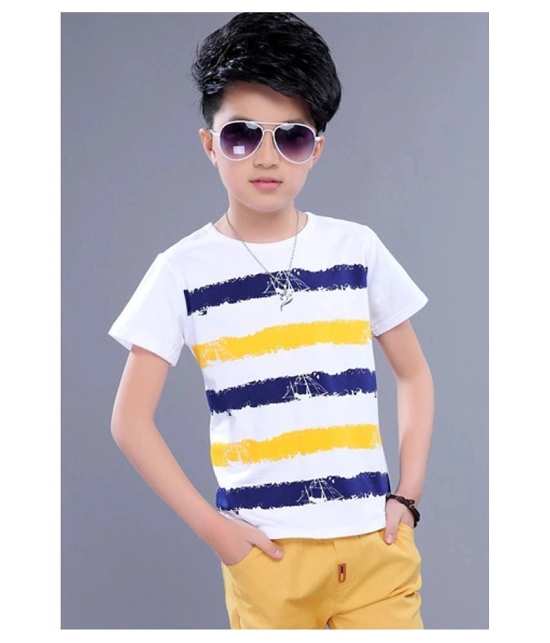 FORCE Kids Cotton Tshirt White::Yellow::Navy blue 8-9 Years - None