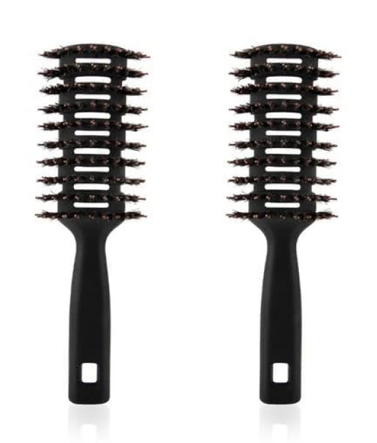 Urbane Home Hair Brush, Flexible Bristles, Paddle, Quick Drying, All Hair Types, Round Vented, 2 Piece, Black, C13-X-BLK-Urbane Home Hair Brush | Flexible Bristles | Paddle | Quick Drying | All H