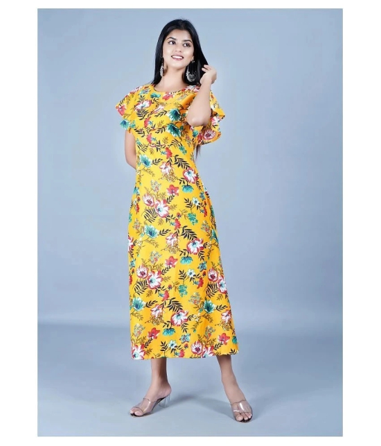 Rangun Crepe Yellow A- line Dress - Single - L