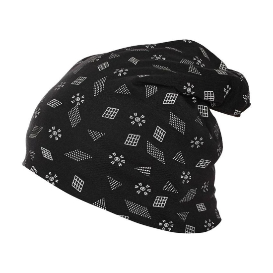 Vimal Jonney Printed Black And Printed Melange Grey Beanie Cap For Women(Pack Of 2) - Multi Color