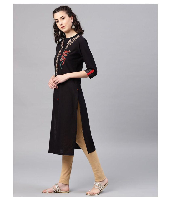 Alena - Black Cotton Women''s Straight Kurti - XL